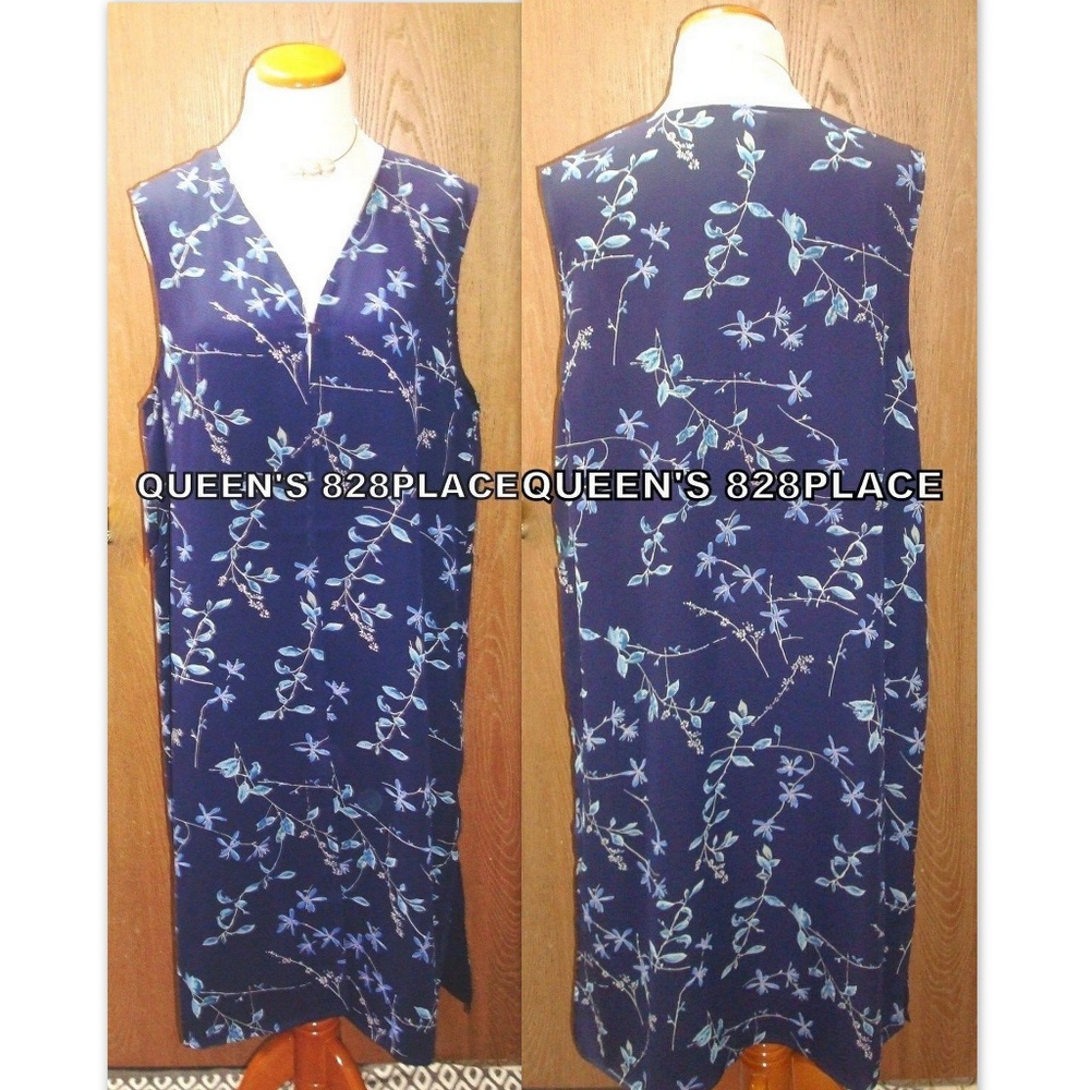NWOT TravelSmith Petite Large blue  Long  Floral Duster Vest PL